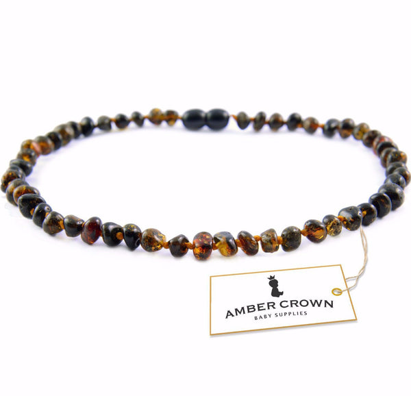 Amber Teething Necklace (Dark Green)