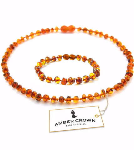 Amber Honey Necklace for Baby Mixed With Labradorite Beads and Sunstone -  AmberGemstones